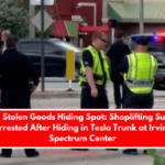 $850 Stolen Goods Hiding Spot Shoplifting Suspect Arrested After Hiding in Tesla Trunk at Irvine Spectrum Center