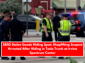 $850 Stolen Goods Hiding Spot Shoplifting Suspect Arrested After Hiding in Tesla Trunk at Irvine Spectrum Center