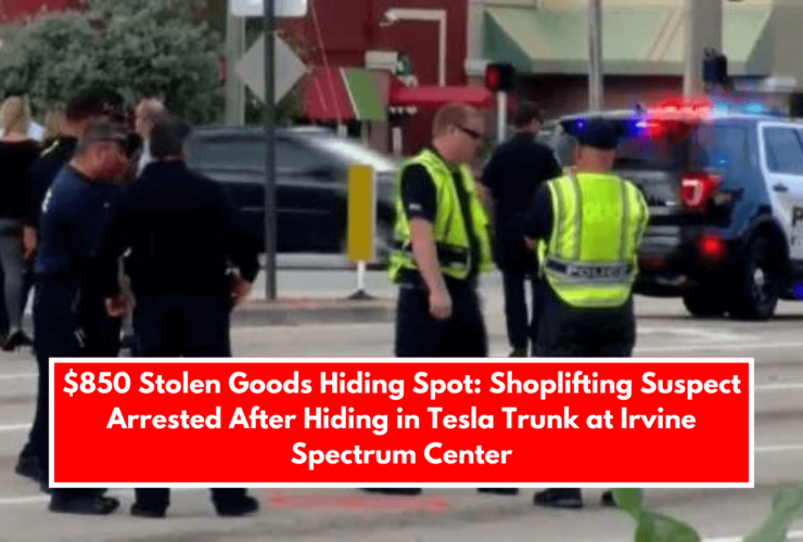 $850 Stolen Goods Hiding Spot Shoplifting Suspect Arrested After Hiding in Tesla Trunk at Irvine Spectrum Center