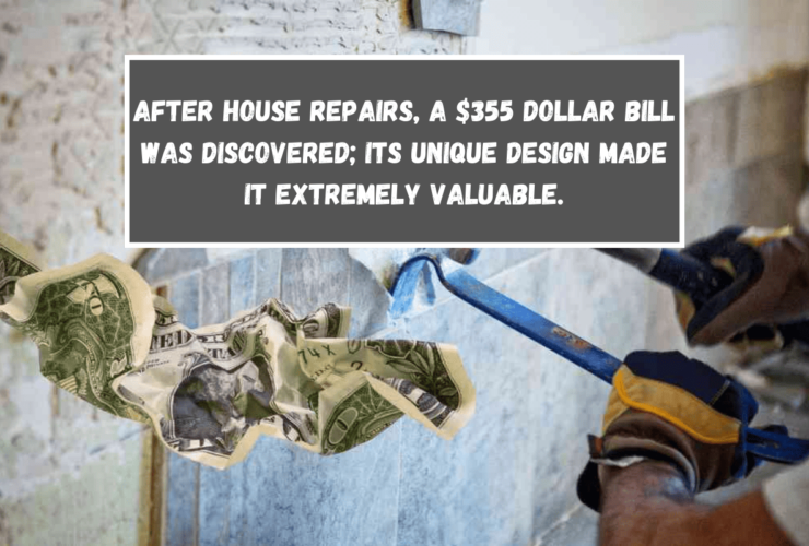 After house repairs, a $355 dollar bill was discovered; its unique design made it extremely valuable