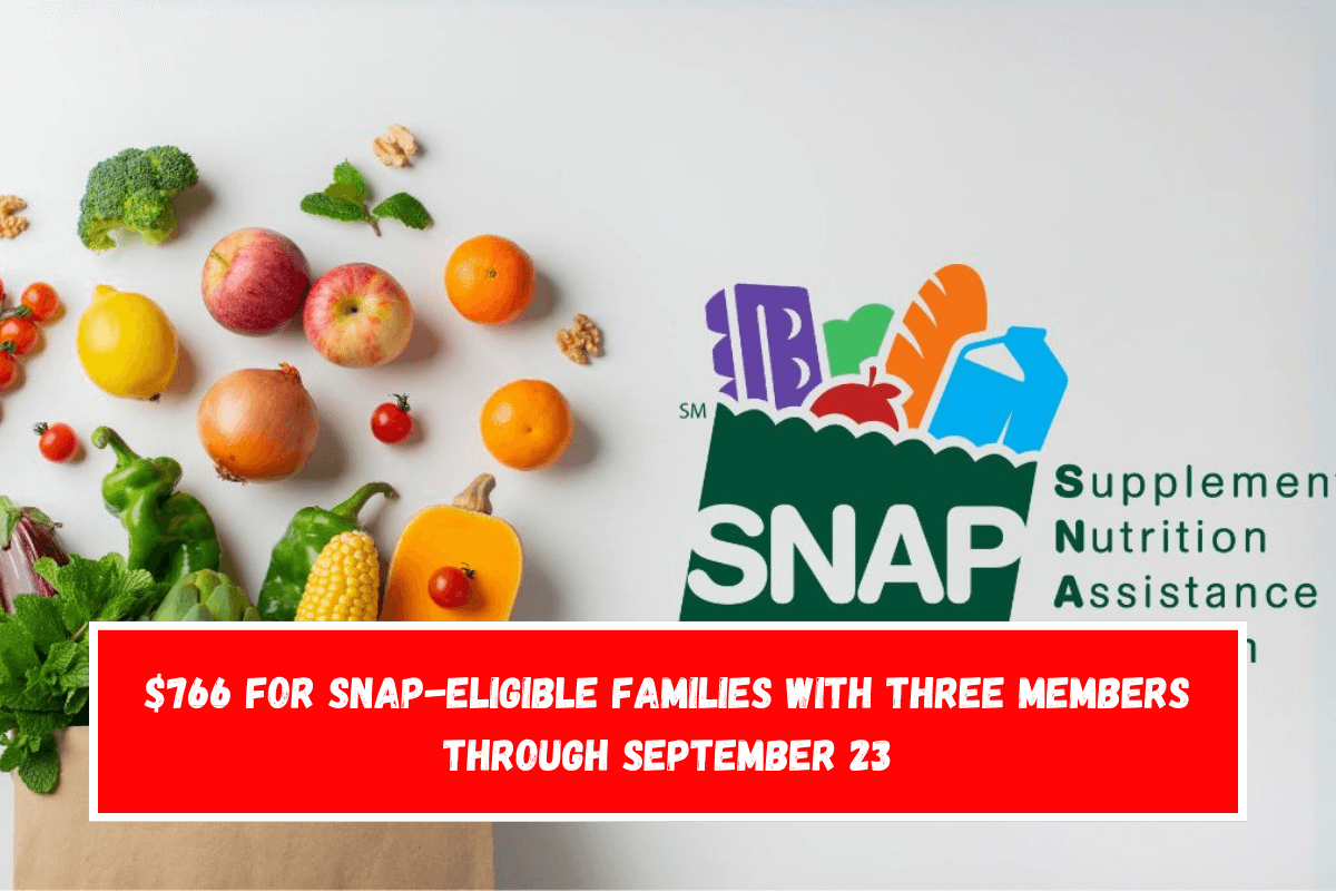 $766 for SNAP-eligible families with three members through September 23