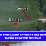 A lot of North Carolina is covered in thick smoke from wildfires in California and Canada