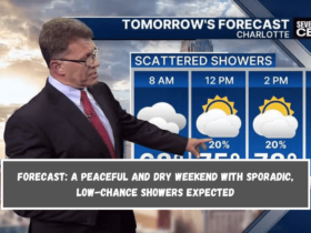 FORECAST A peaceful and dry weekend with sporadic, low-chance showers expected