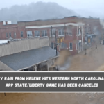 Heavy rain from Helene hits western North Carolina; the App StateLiberty game has been canceled