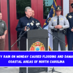 Heavy rain on Monday caused flooding and damage in coastal areas of North Carolina