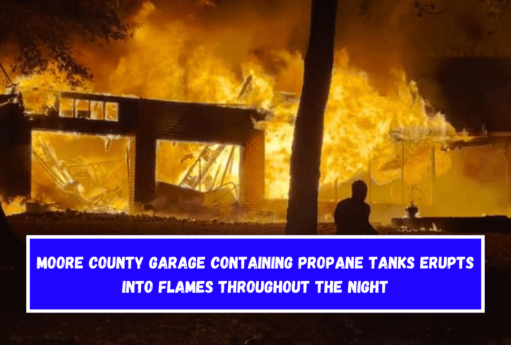 Moore County garage containing propane tanks erupts into flames throughout the night