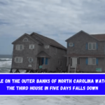 People on the Outer Banks of North Carolina watch as the third house in five days falls down