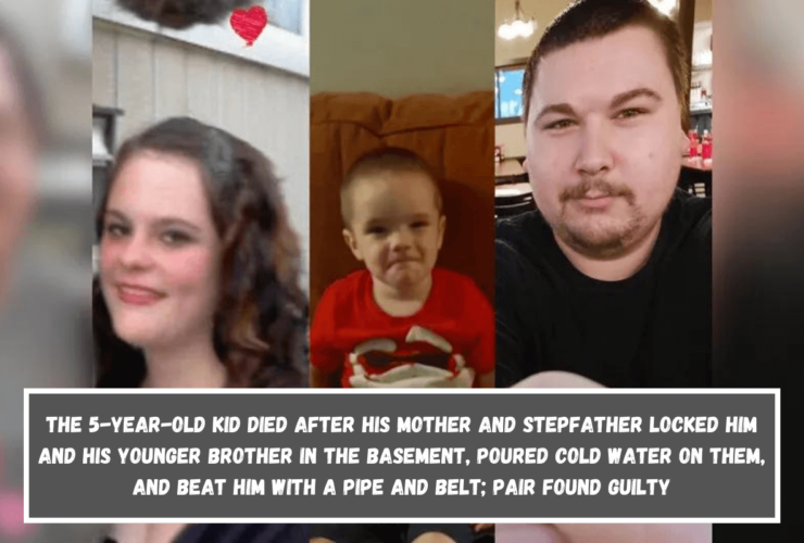 The 5-year-old kid died after his mother and stepfather locked him and his younger brother in the basement, poured cold water on them, and beat him with a pipe and belt; pair found guilty