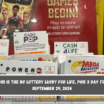 This is the NC Lottery Lucky For Life, Pick 3 Day for September 29, 2024