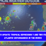 Tropics update Tropical Depression 7 and two further Atlantic disturbances in the works