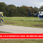 After a 24-27 motorcycle crash, the rider was airlifted