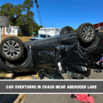 Car overturns in crash near Aberdeen Lake