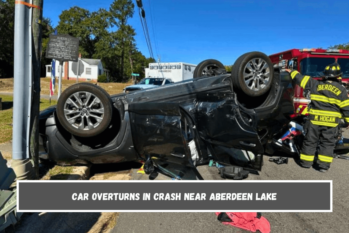 Car overturns in crash near Aberdeen Lake