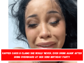 Rapper Cardi B claims she would 'never, ever drink again' after going overboard at her 32nd birthday party