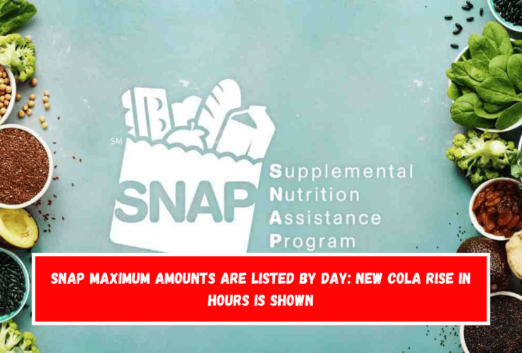 SNAP maximum amounts are listed by day New COLA rise in hours is shown