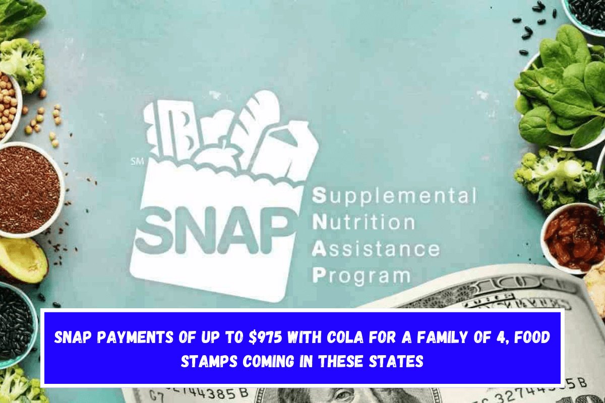 SNAP payments of up to $975 with COLA for a family of 4, Food Stamps coming in these States