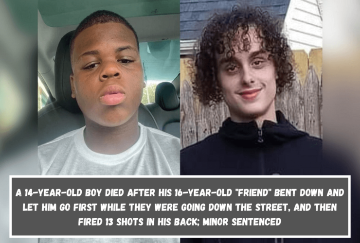 A 14-year-old boy died after his 16-year-old friend bent down and let him go first while they were going down the street, and then fired 13 shots in his back; minor sentenced