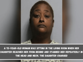 A 72-year-old woman was sitting in the living room when her daughter reached her from behind and stabbed her repeatedly in the head and neck. The daughter charged