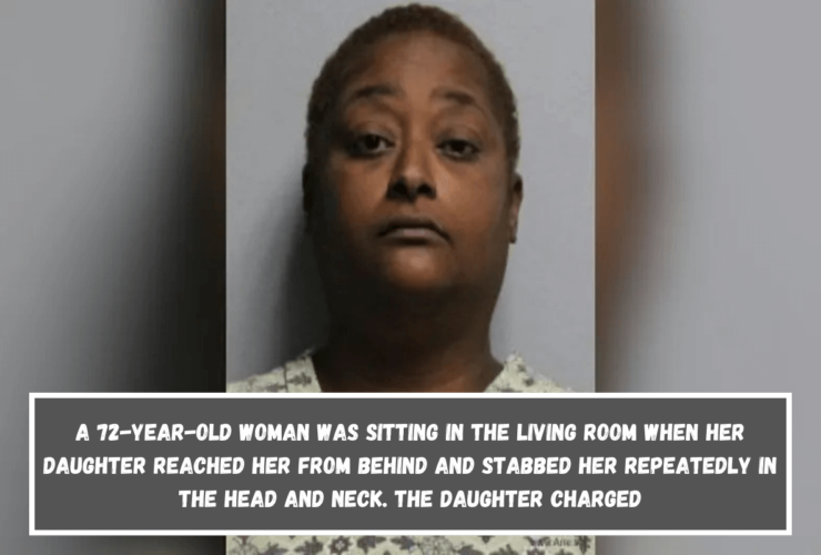 A 72-year-old woman was sitting in the living room when her daughter reached her from behind and stabbed her repeatedly in the head and neck. The daughter charged