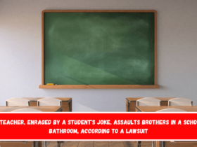 A teacher, enraged by a student's joke, assaults brothers in a school bathroom, according to a lawsuit