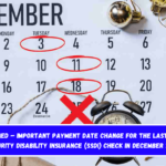 CONFIRMED – Important payment date change for the last Social Security Disability Insurance (SSDI) check in December 2024