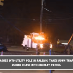 Driver crashes into utility pole in Raleigh, takes down traffic lights during chase with Highway Patrol