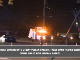 Driver crashes into utility pole in Raleigh, takes down traffic lights during chase with Highway Patrol