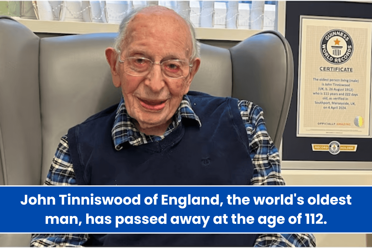 John Tinniswood of England, the world's oldest man, has passed away at the age of 112.