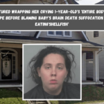 Mom captured wrapping her crying 1-year-old's 'entire body' in duct tape before blaming baby's brain death suffocation on eating'shellfish'