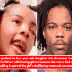 A father pushed his four-year-old daughter into strenuous "exercises" where he hit her with boxing gloves because she was a bed-wetter, resulting in part of the girl's skull being removed; sentenced