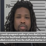 A four-month-pregnant mother of two died in front of her children when her boyfriend, whom she had been arguing with earlier, pulled a revolver from the shelf and shot her in the head.