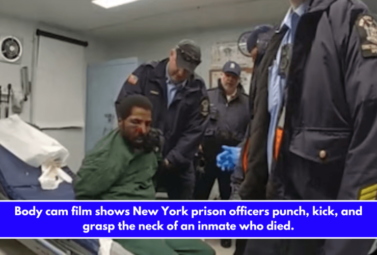 Body cam film shows New York prison officers punch, kick, and grasp the neck of an inmate who died.