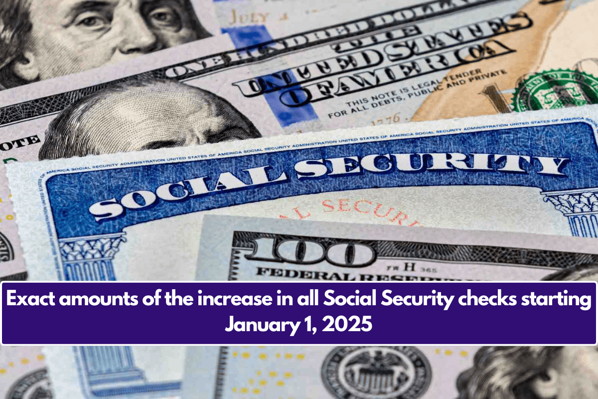 Exact amounts of the increase in all Social Security checks starting January 1, 2025