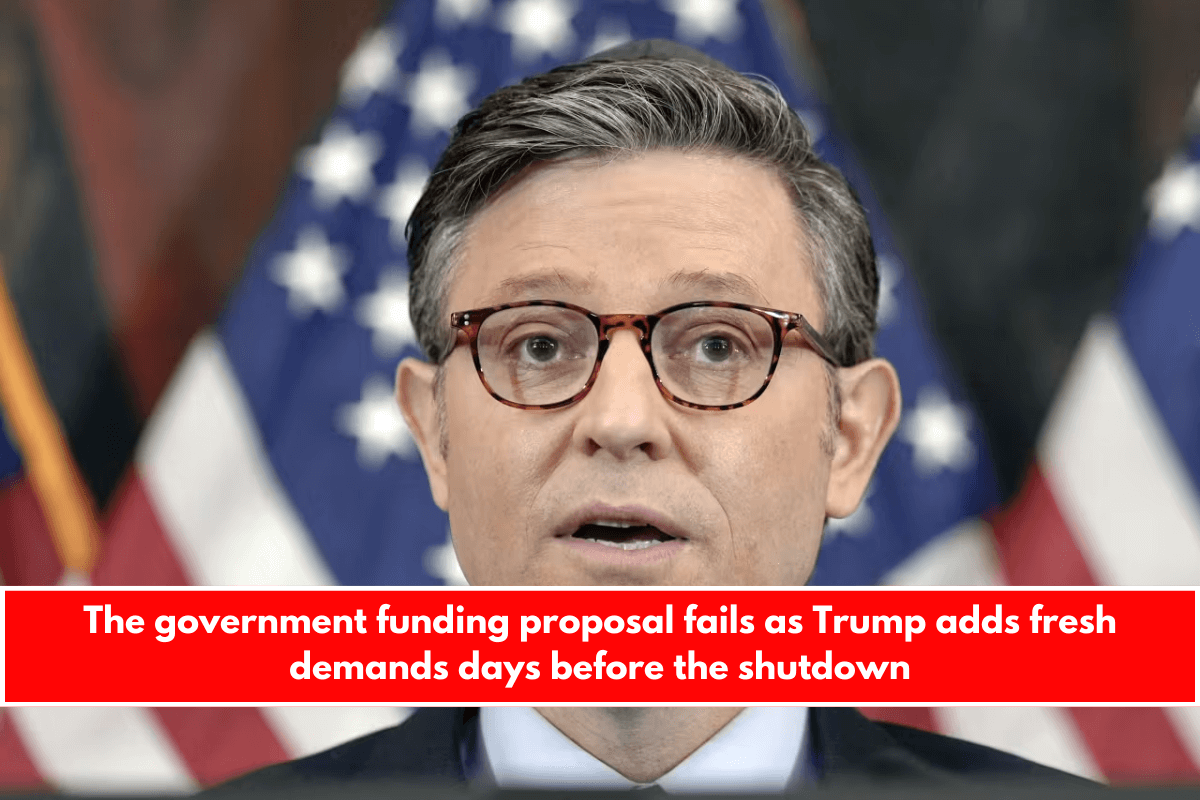 The government funding proposal fails as Trump adds fresh demands days before the shutdown