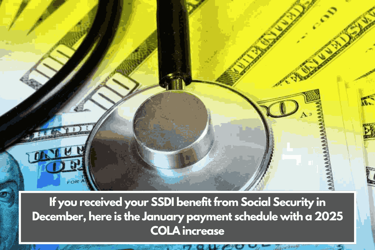 If you received your SSDI benefit from Social Security in December, here is the January payment schedule with a 2025 COLA increase