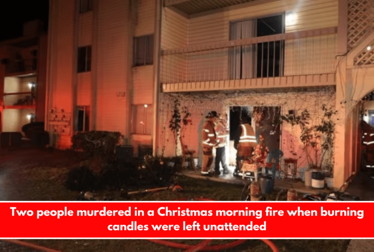 Two people murdered in a Christmas morning fire when burning candles were left unattended