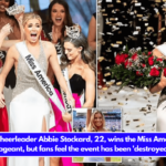 Alabama cheerleader Abbie Stockard, 22, wins the Miss America 2025 pageant, but fans feel the event has been 'destroyed'.