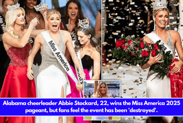 Alabama cheerleader Abbie Stockard, 22, wins the Miss America 2025 pageant, but fans feel the event has been 'destroyed'.