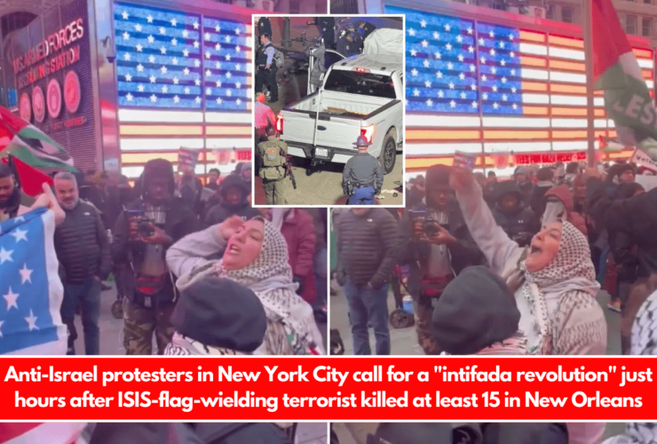 Anti-Israel protesters in New York City call for a "intifada revolution" just hours after ISIS-flag-wielding terrorist killed at least 15 in New Orleans