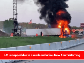 I-41 is stopped due to a crash and a fire. New Year's Morning